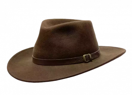 Brauner Westernhut aus Filz mit Lederhutband