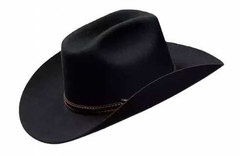 Schwarzer Westernhut auf Filz mit Lederhutband